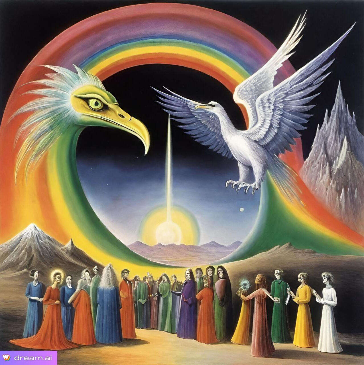 Surreal artwork symbolizing Journey 2 of the Inner Critic Hack Lab, where solopreneurs meet their Creator Allies inside a sacred thought space to design, implement, and measure inner harmony. The artwork illustrates Journey 2 of the Inner Critic Hack Lab.